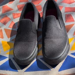 Sketcher's Work Classic Black Canvas Slip-On Loafers